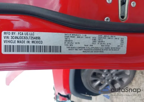 2020 Jeep Compass High Altitude 4X4 из США, поврежденный, VIN 3C4NJDCB3LT254896